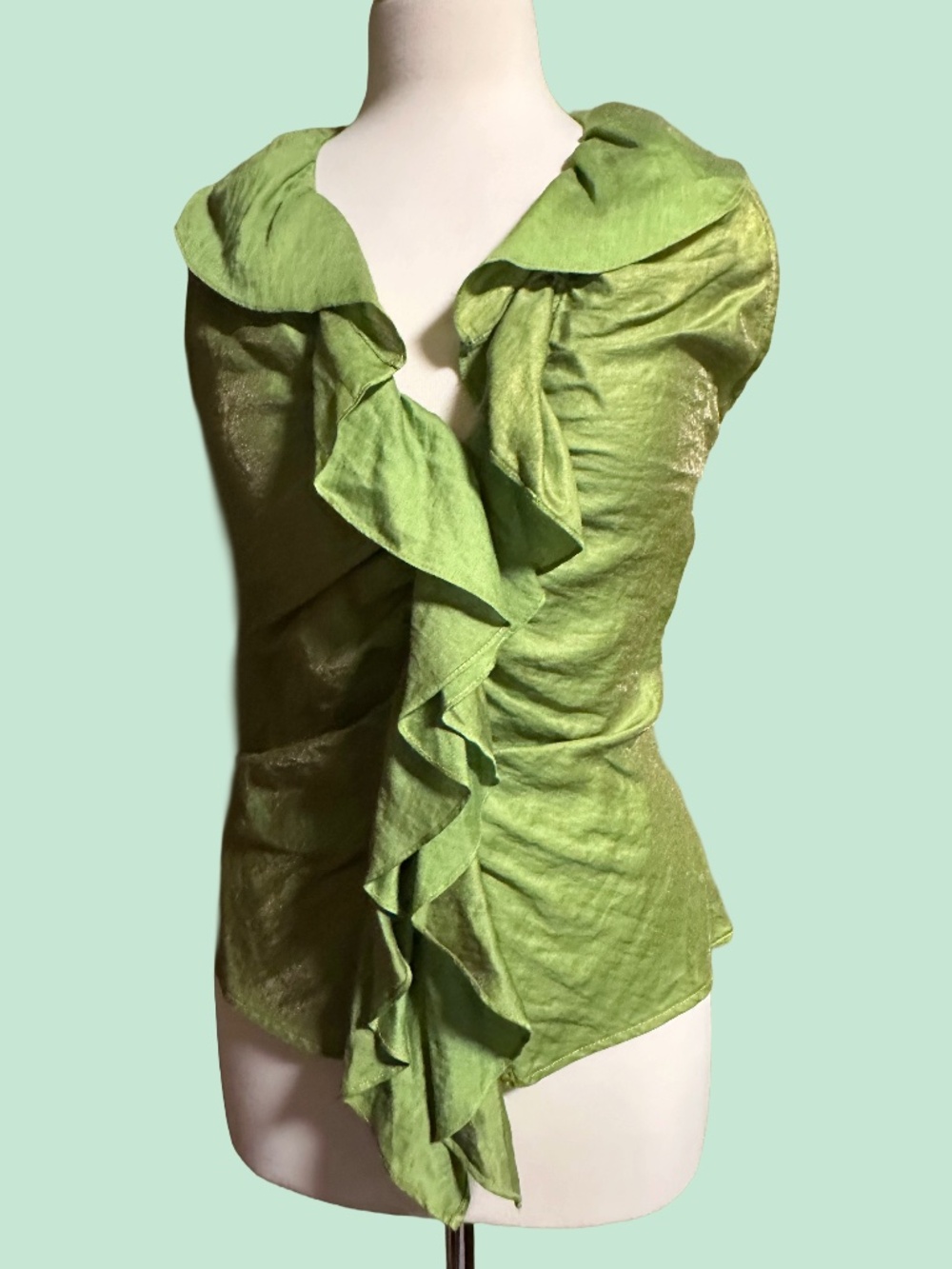 Farinaz Taghavi Linen Blend Ruffle Front Blouse